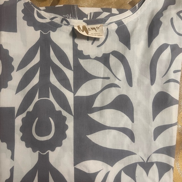 Vintage MAMO HOWELL Hawaiian Quilt Print Blouse-Gray/White XL Exc. Condition - Picture 13 of 13